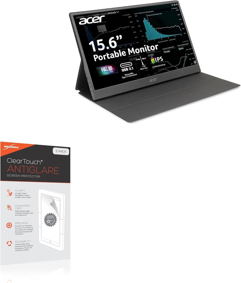 BoxWave Screen Protector Compatible with Acer PM161Q ABMIUUZX (15.6 in) - ClearTouch Anti-Glare (2-Pack), Anti-Fingerprint Matte Film Skin - Image 1